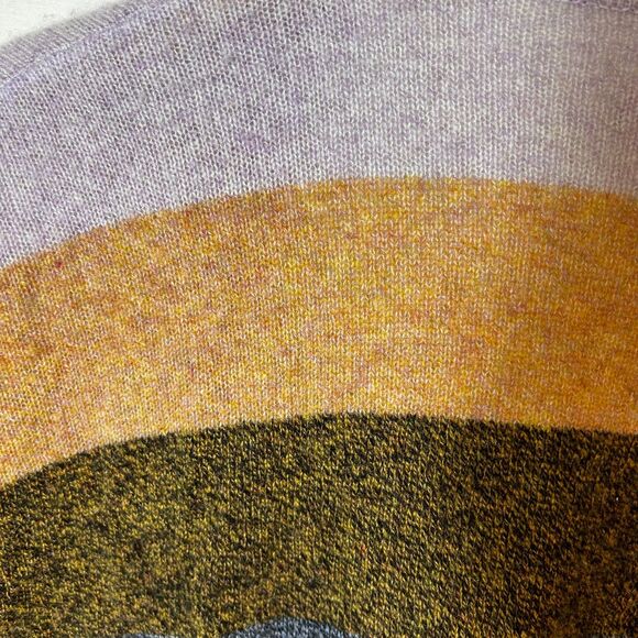 Nordstrom Gray Lilac Brown Blue Large Striped Cashmere Ruana Sweater Wrap O/S - Picture 14 of 14